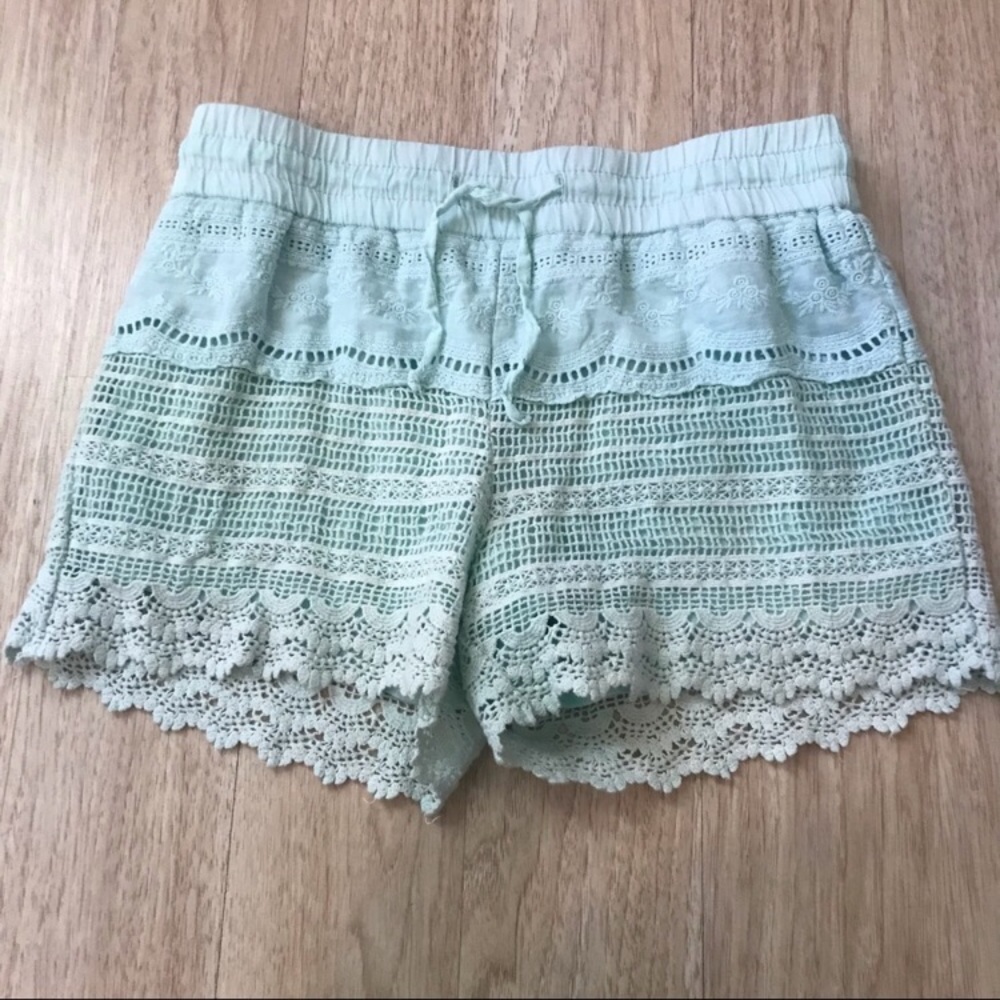Imperial Star Girls Light Blue Cotton Lace Shorts Size 14